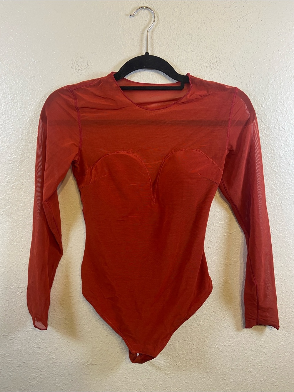 Popilush Baddie Chic Alt Goth Illusion Mesh Long Sleeve Bodysuit Size Small